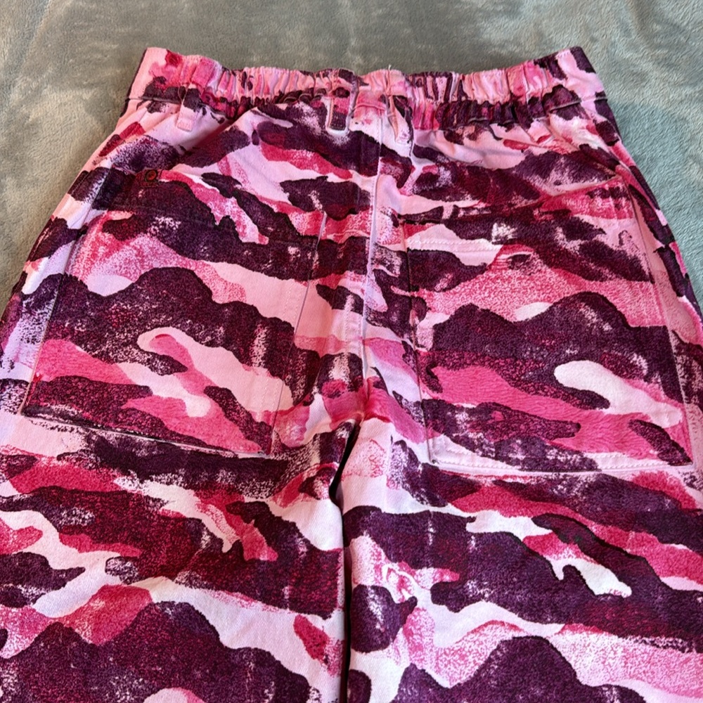 Rare NWOT Big Bud Press Walk Of Fame Paint Stamped Camo Work Pants Pink … - Picture 8 of 14
